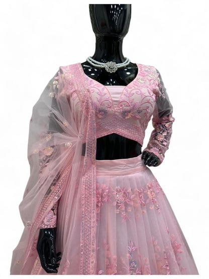 Baby pink heavy work designer ceremonial lehenga choli