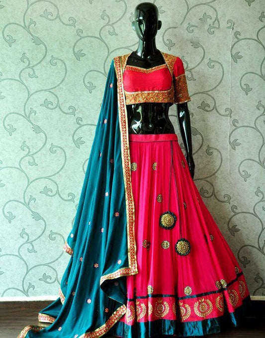 Beatiful pink embroidered pink lehenga