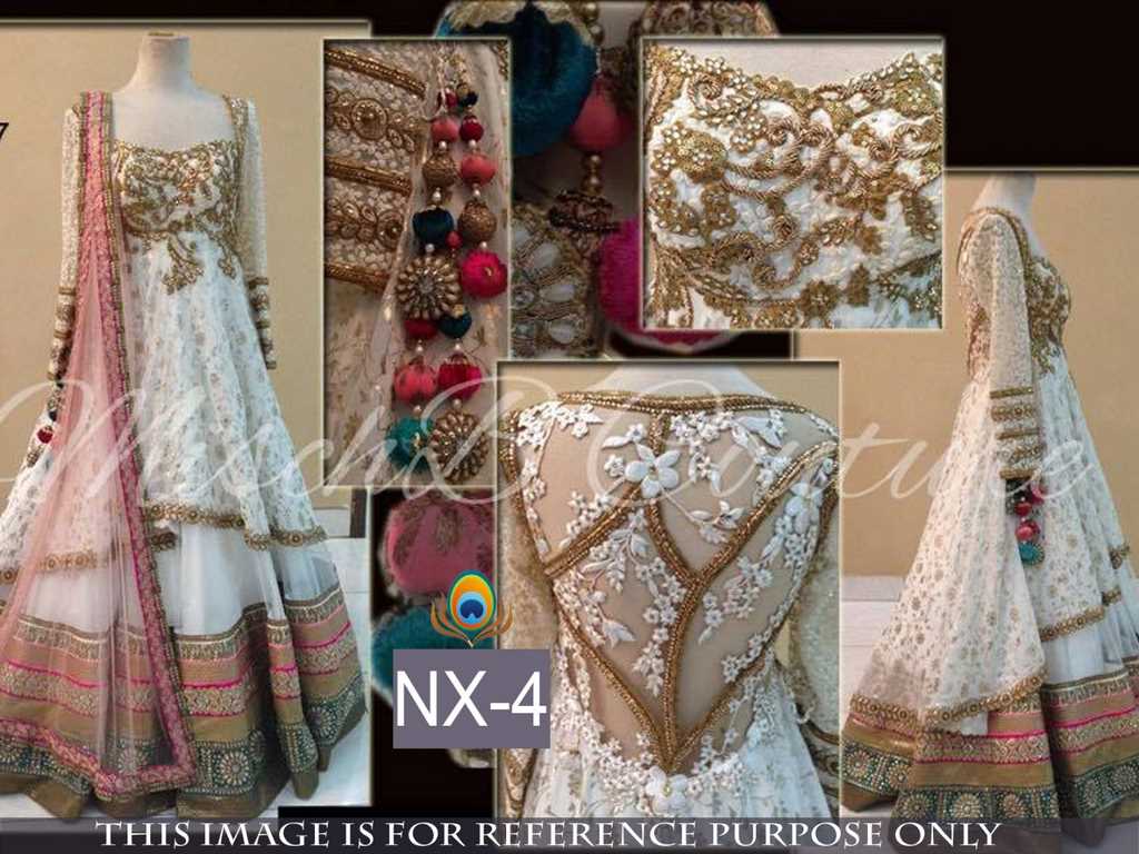 beautiful anarkali style white lehenga