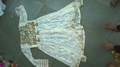 beautiful anarkali style white lehenga