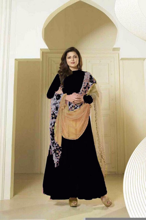 Beautiful black anarkali suit with heavy dupatta