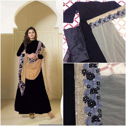 Beautiful black anarkali suit with heavy dupatta