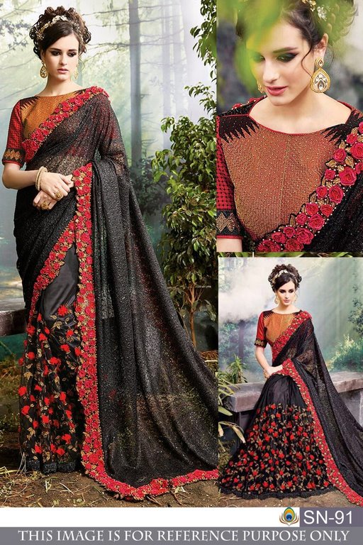 Beautiful black embroidered ceremonial saree