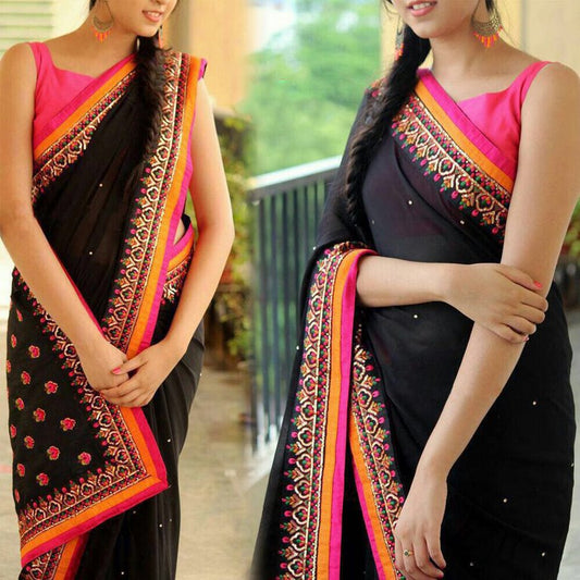 Beautiful Black embroidered Wedding Saree