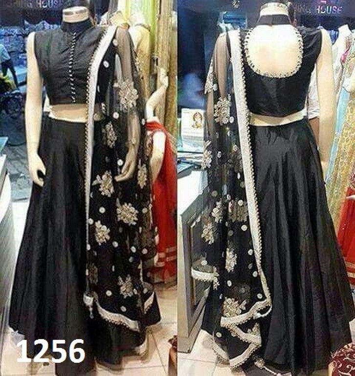 Beautiful Black Plain Ceremonial lehenga