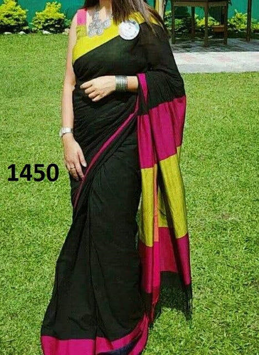 Beautiful Black Plain Festival Saree