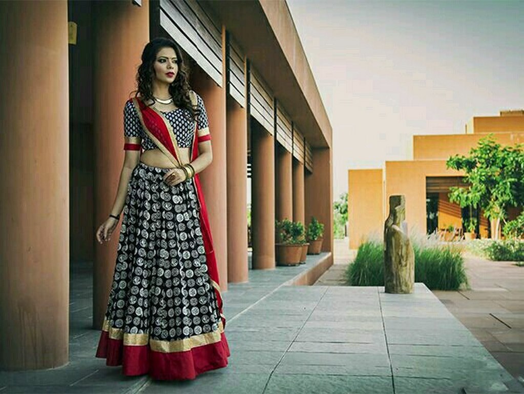 Beautiful Black Printed Navratri lehenga