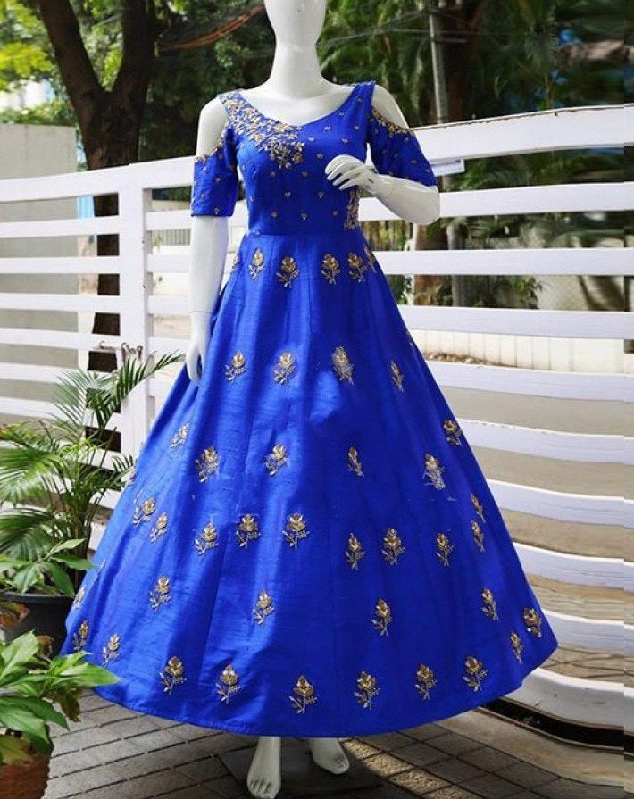 Beautiful blue embroidered gown