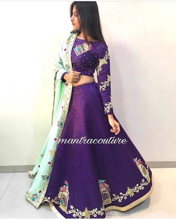 Beautiful Blue embroidered Wedding lehenga