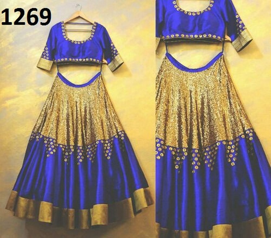 Beautiful Blue Plain Ceremonial lehenga