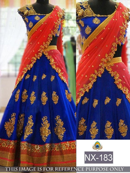 Beautiful designer heavy embroidered blue bridal lehenga