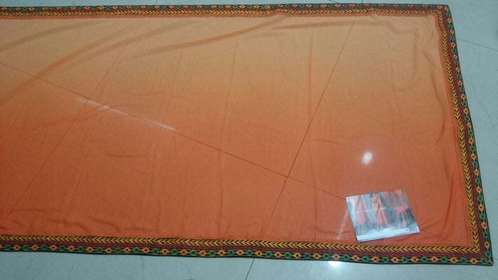 Beautiful designer orange embroidered festival saree