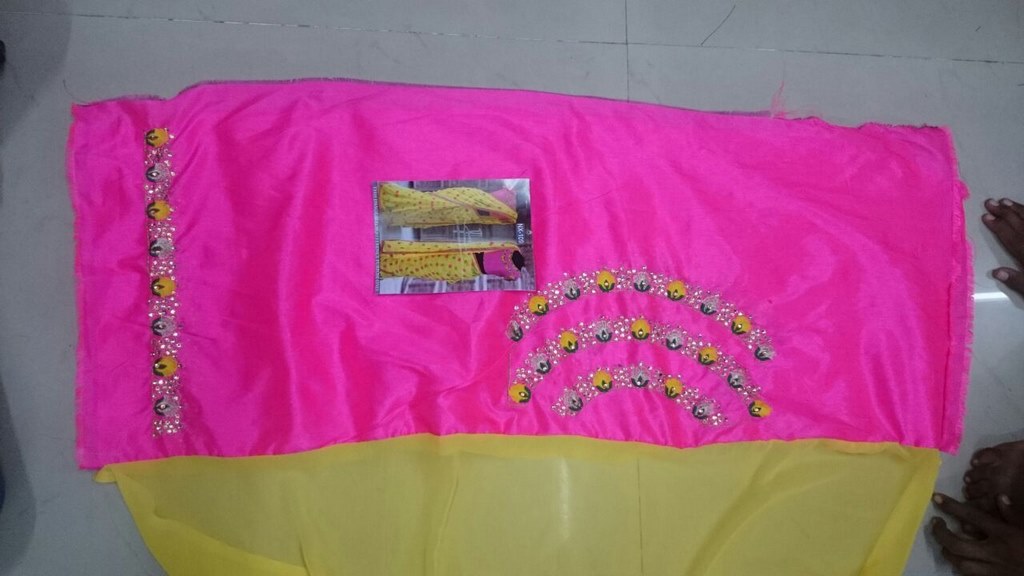 Beautiful designer yellow saree