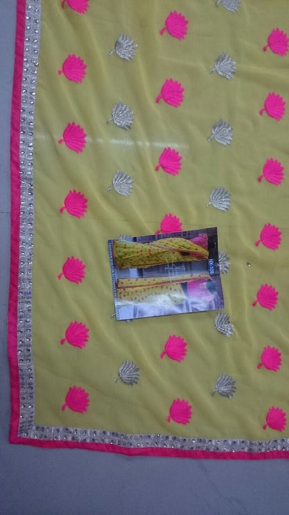 Beautiful designer yellow saree