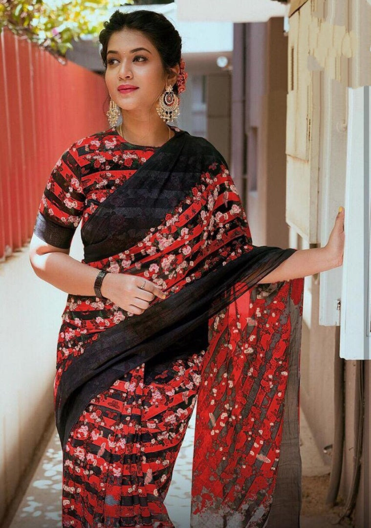 Beautiful digital printed Georgette saree