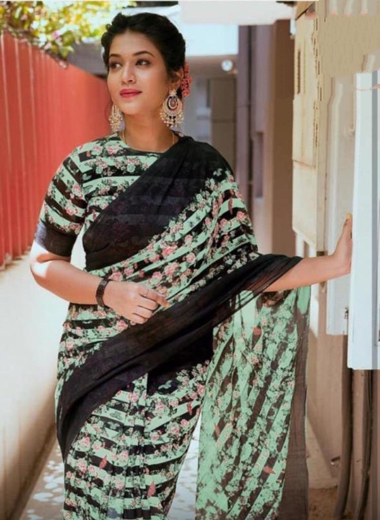 Beautiful digital printed Georgette saree