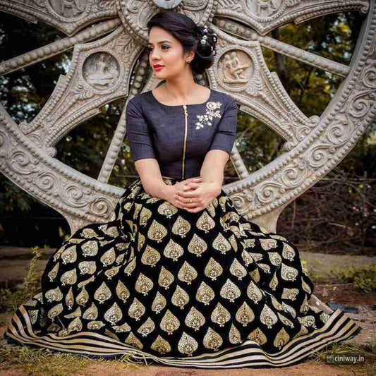 Beautiful embroidered Black Ceremonial lehenga