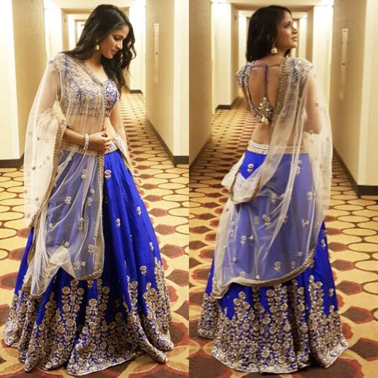 Beautiful embroidered Blue Wedding lehenga