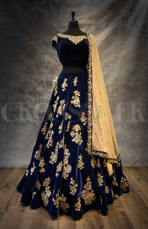 Beautiful embroidered Blue Wedding lehenga