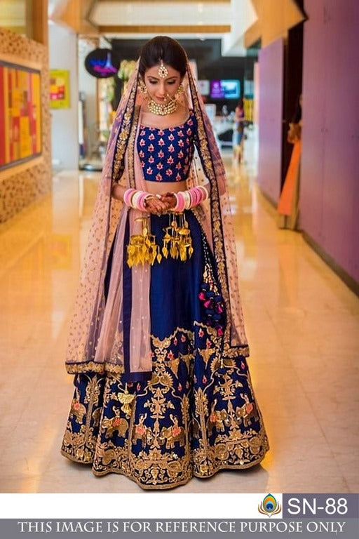 Beautiful embroidered blue wedding lehenga