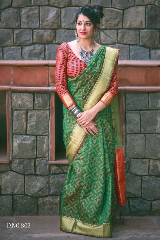 Beautiful gree patola silk saree