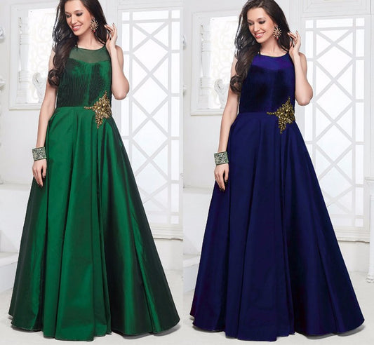 Beautiful Green & Blue handwork Ceremonial Gown