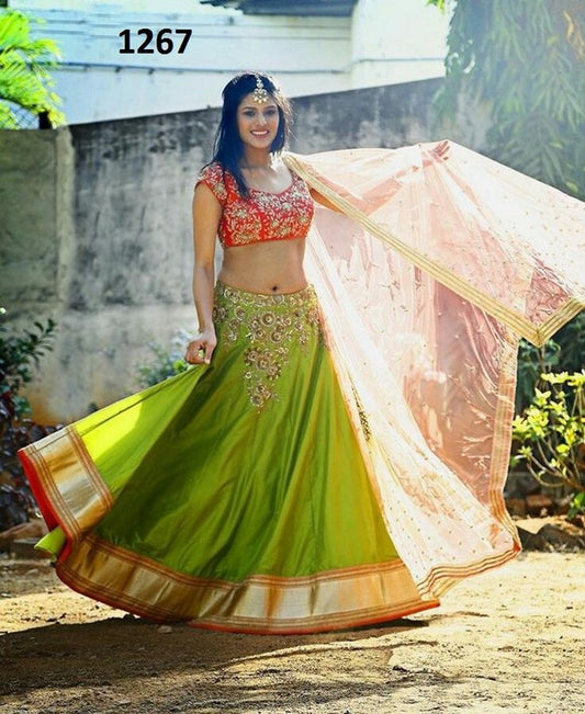 Beautiful Green Pista embroidered Wedding lehenga