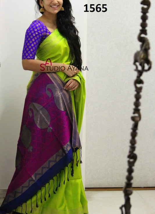 Beautiful Green Pista Printed Wedding Saree