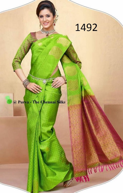 Beautiful Green Printed Ceremonial Saree