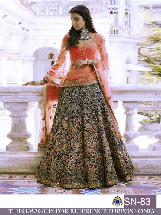 Beautiful heavy embroidered blue bridal wedding lehenga