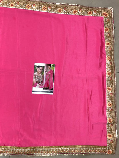 Beautiful magento pink embroidered wedding saree