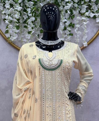 Beige designer work eid special salwar suit