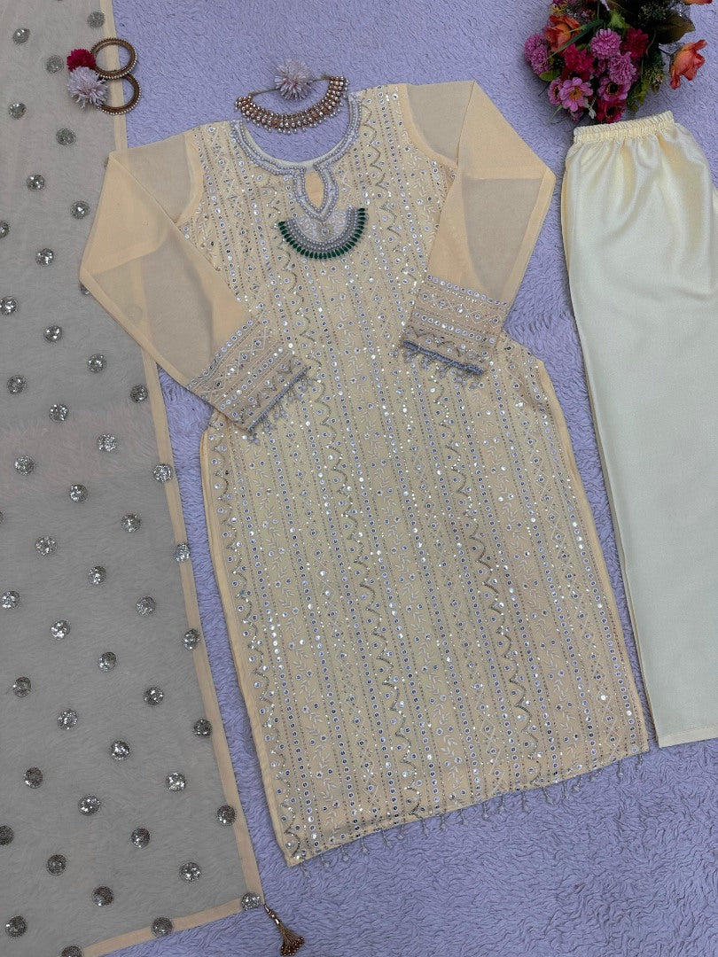 Beige designer work eid special salwar suit