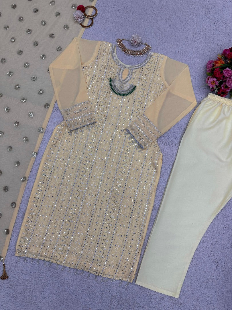 Beige designer work eid special salwar suit