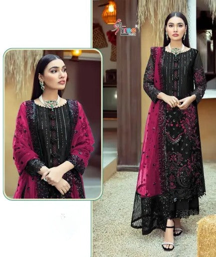 Black embroidery work party wear pakistani suit