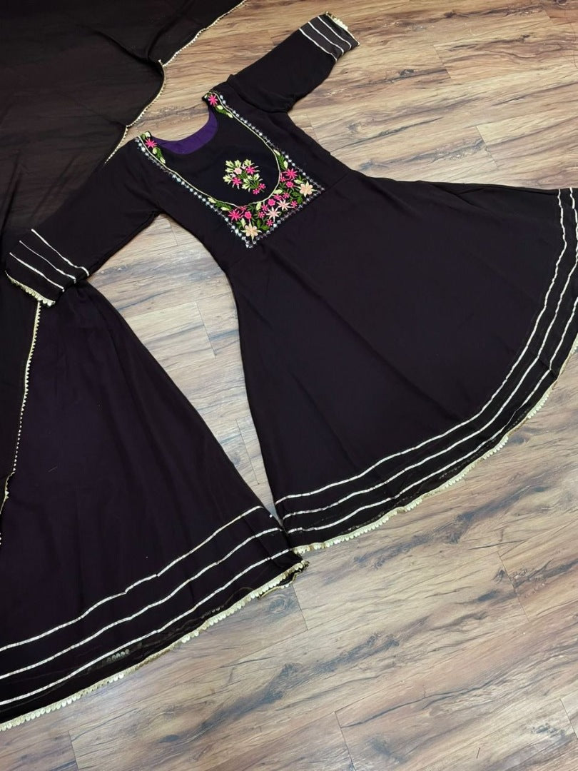 Black georgette embroidered lehenga suit