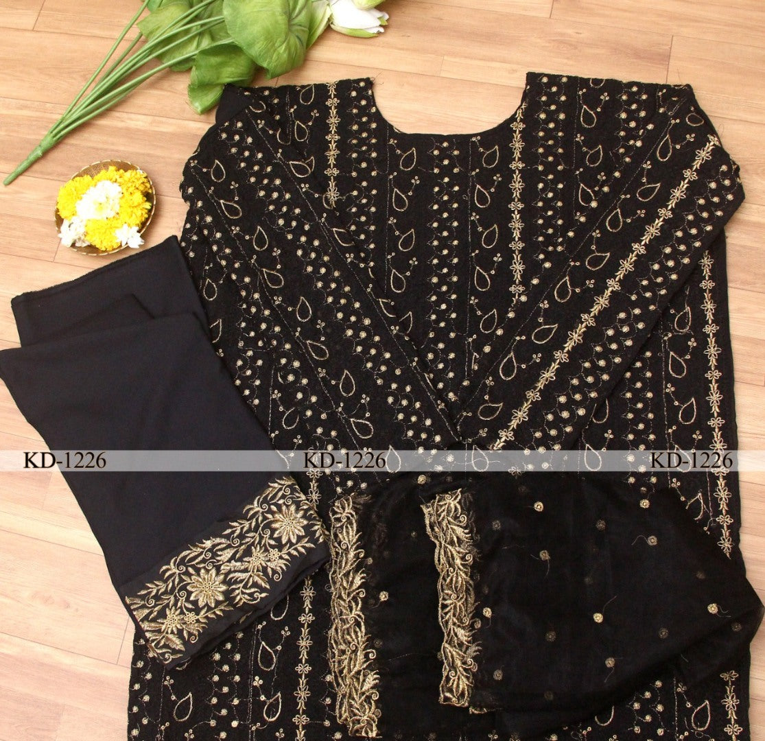 Black georgette heavy embroidered salwar suit