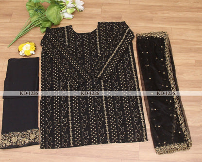 Black georgette heavy embroidered salwar suit