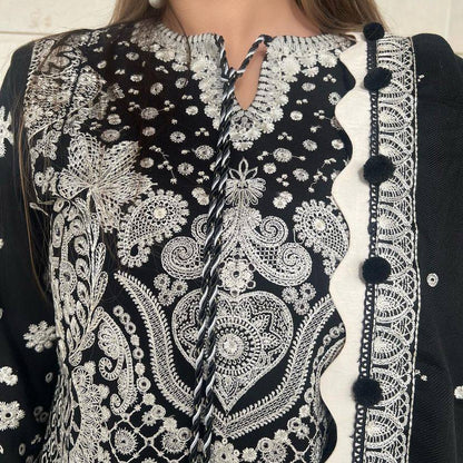 Black georgette heavy embroidery work designer pant suit