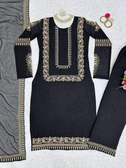 Black georgette party wear plazzo suit