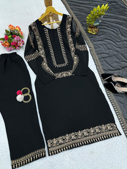 Black georgette party wear plazzo suit