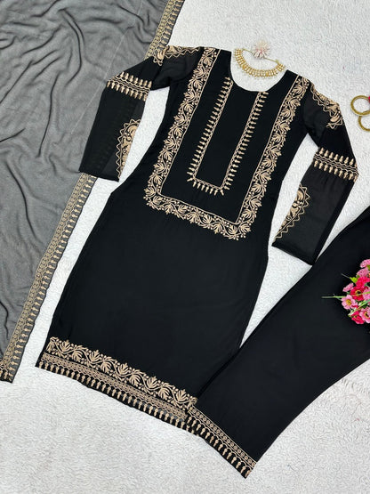 Black georgette party wear plazzo suit