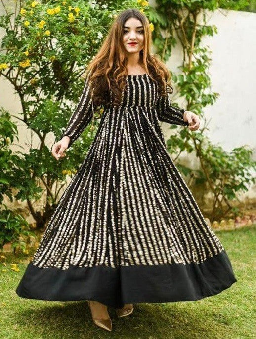 Black georgette sequence work gown