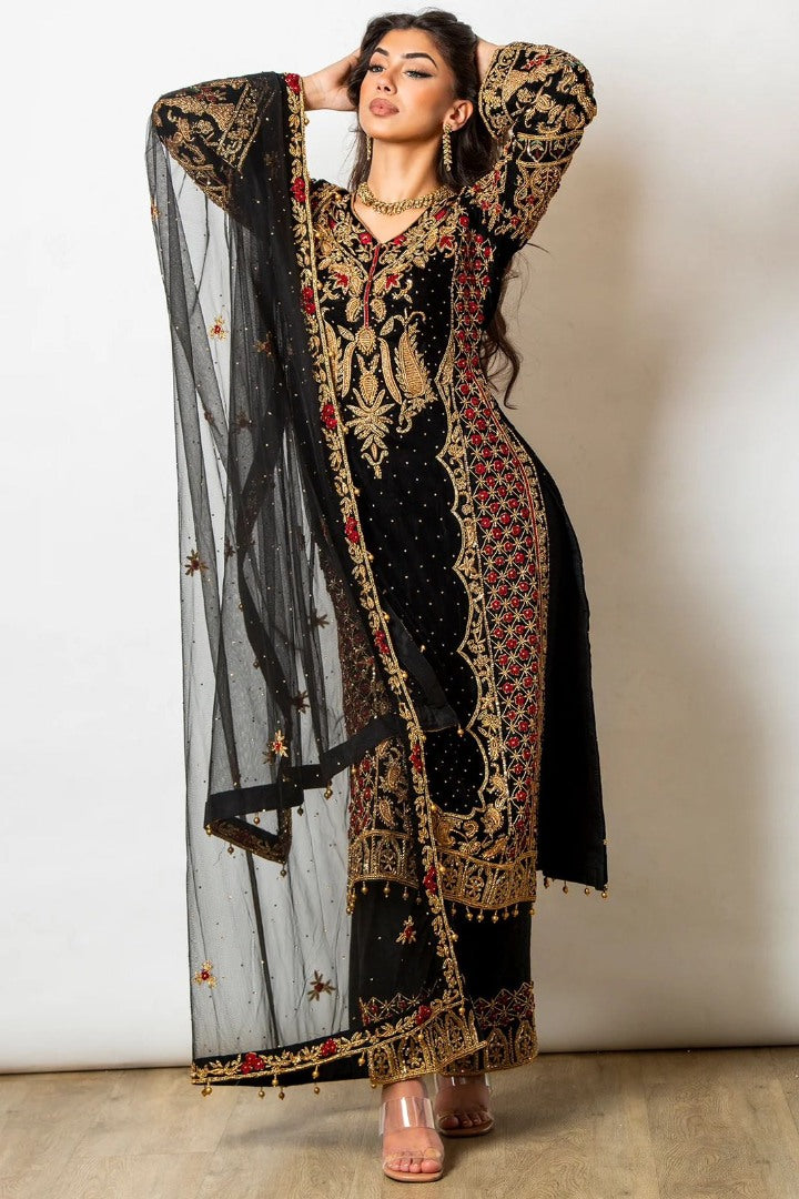 Black heavy designer work eid special salwar suit