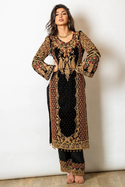 Black heavy designer work eid special salwar suit