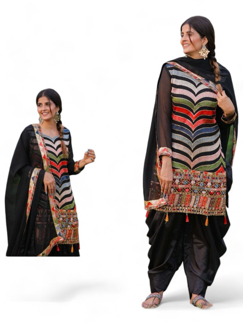 Black heavy punjabi patiala suit