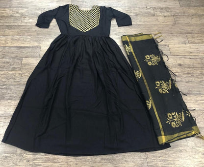 black heavy rayon kurti with dupatta