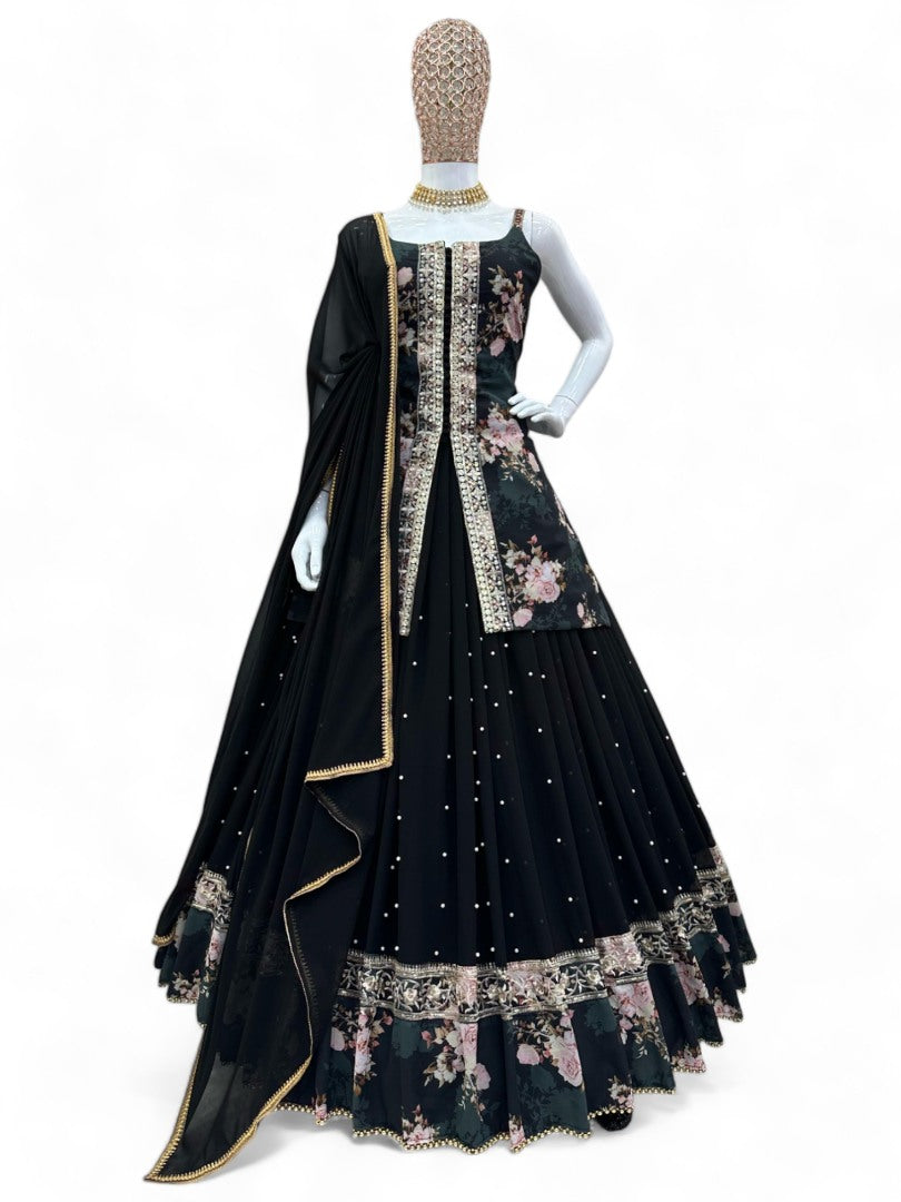 Black heavy work designer lehenga suit for wedding