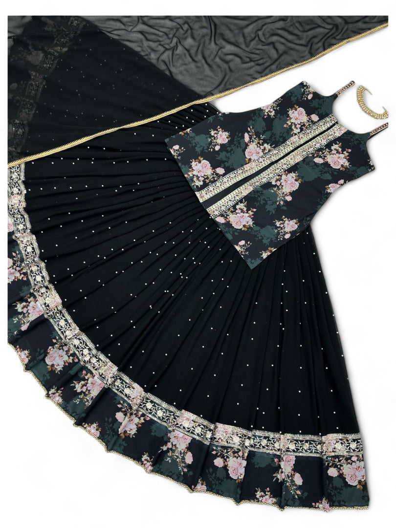 Black heavy work designer lehenga suit for wedding