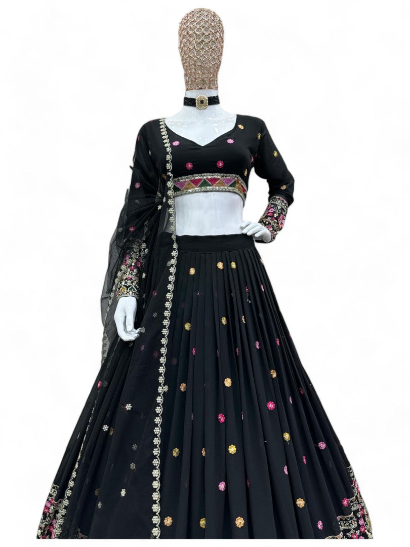 Black heavy work designer wedding lehenga choli